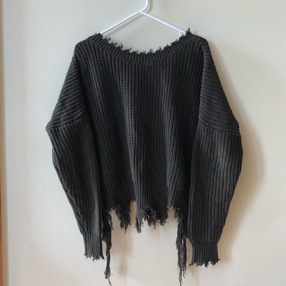 BSBW Cropped Distressed Sweater